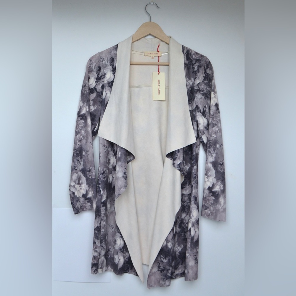 NWT Anthropologie Solitaire Purple-Gray Floral Cardigan